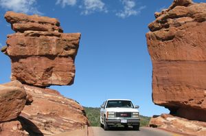 Driving my truck by Balanced  Rock