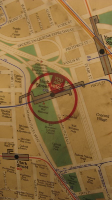 Map at High Street Station for Brooklyn Bridge Access