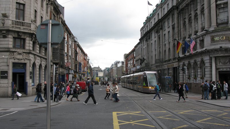 LUAS tram at Abbey Stop by O'Connell St.