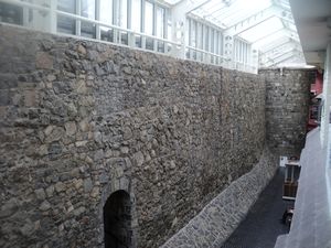 City walls in Eyre Square shopping center