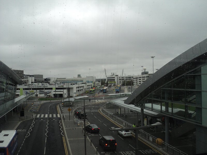 Buses from the covered walkway at Dublin Airport