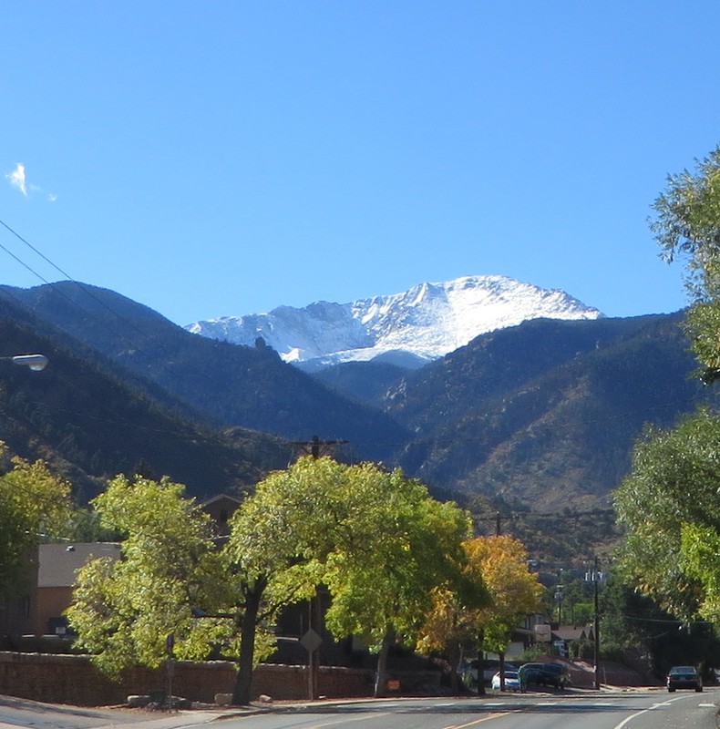 Pikes Peak above Manitou Springs Oct 13. 2014
