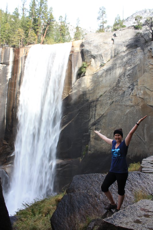 me with the very impressive vernal falls in the background