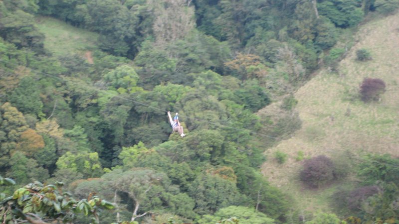 one of the crew ziplining, this one was 500m
