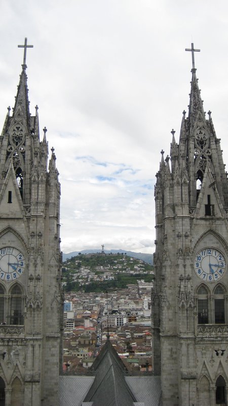 the clock towers if la Basílica and the virgin in the background