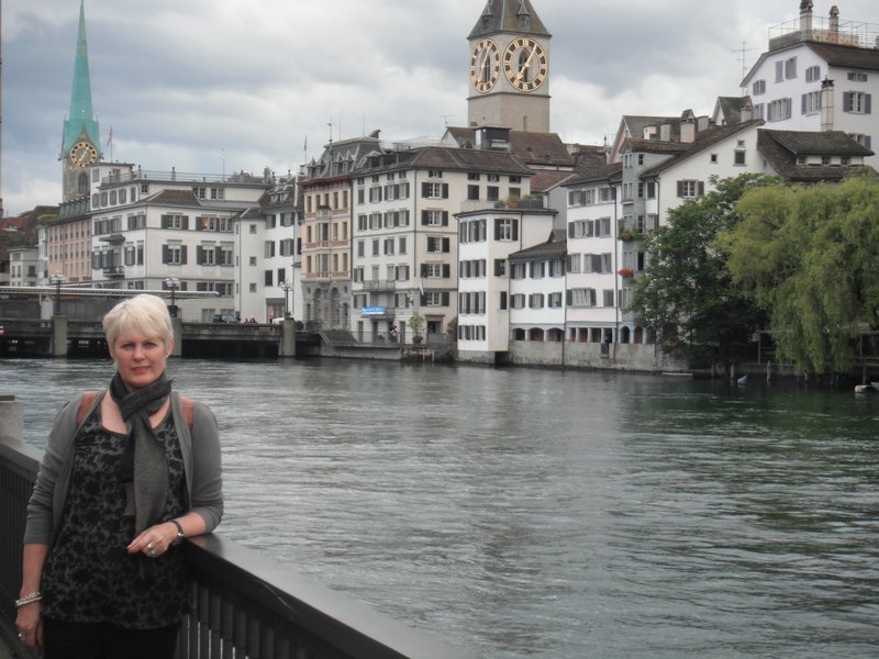 ma in front of the Limmat river-Zurich