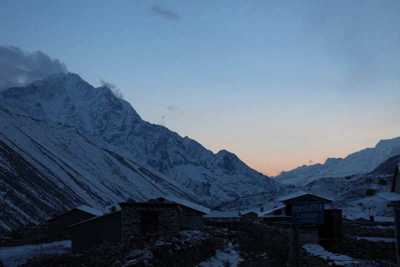 sunset and snow at dingboche