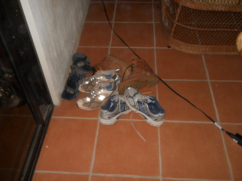 You may see this as a pile of shoes but I see it as a potential spider and scorpion nest.