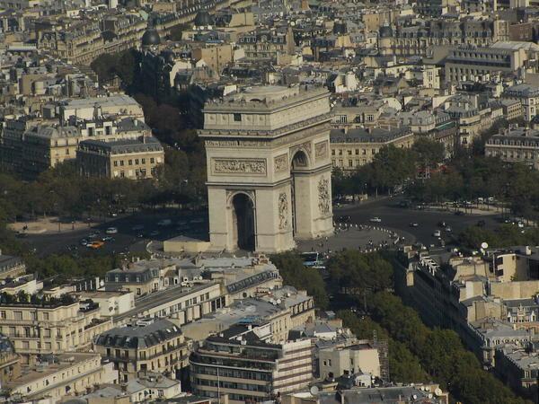 View of Arc De Triomphe from the Eiffel Tower