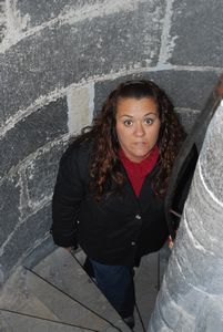 Me in the tower, freaked out b/c Frank used the flash and the security guard told us not too.