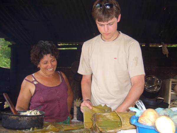 Cooking up a storm in my tour guides old village