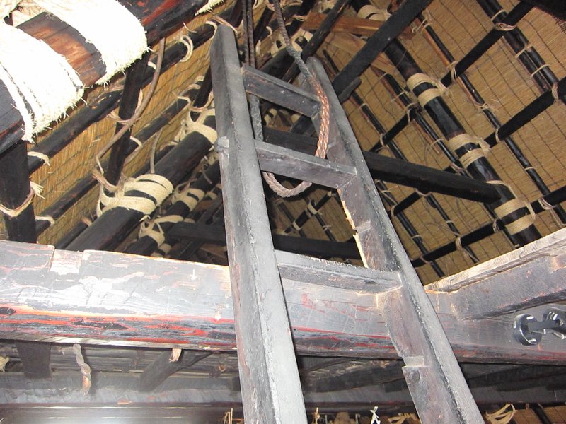 Inside the thatched roof