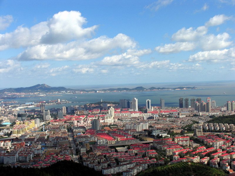 view above Yantai city center