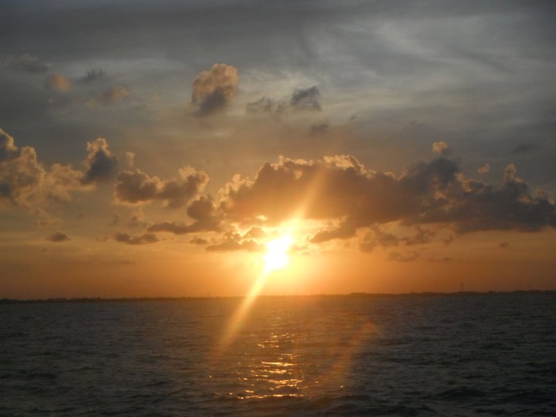 Sunset from the ferry back to Cancun