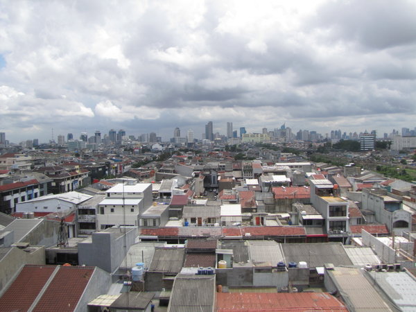 Jakarta:  view from a roof top garden 