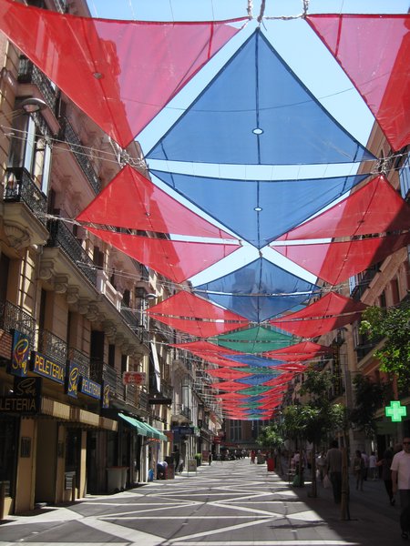 Shade covers on streets in Madrid