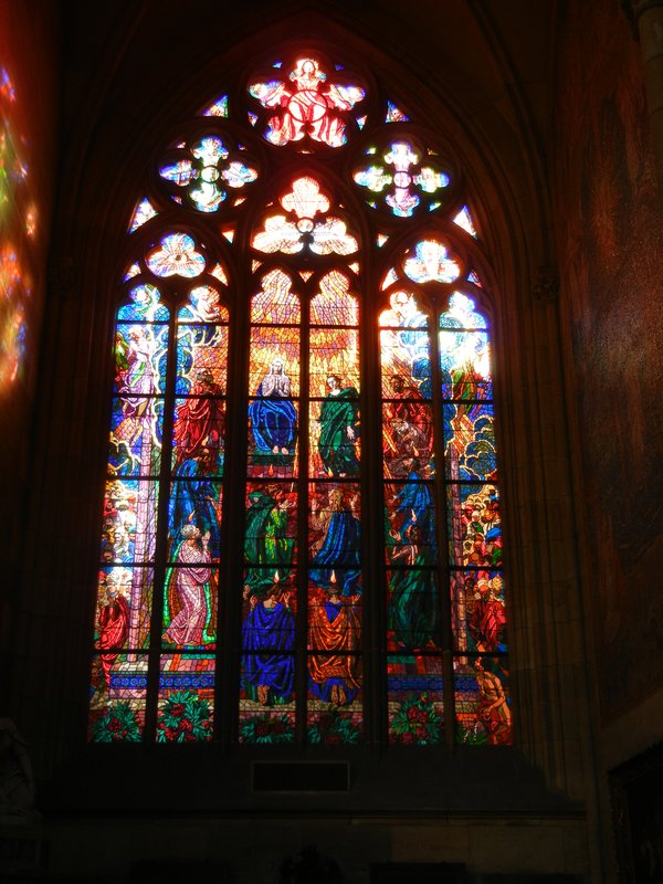 Just one of many stained windows in St Vitus Cathedral