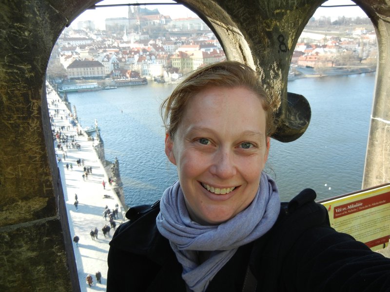 At the top of the Old Town Tower of Charles Bridge