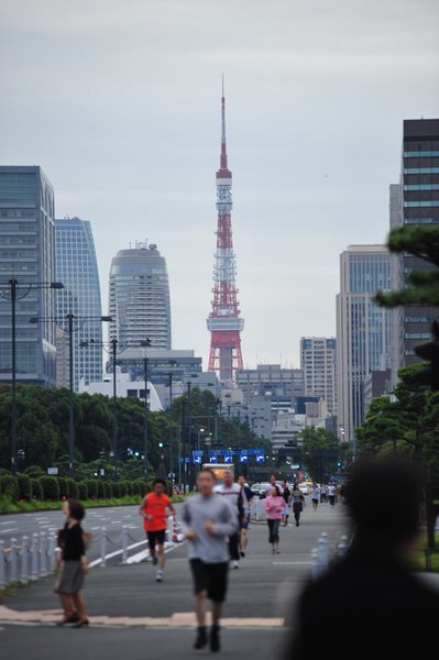 Joggers - with Tokyo Tower in the background