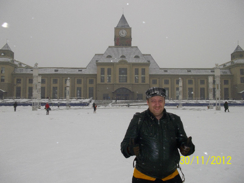 me infront of the train station in Jinzhou