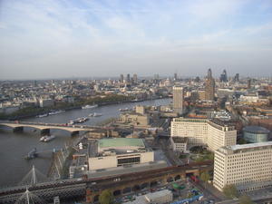 Looking out over the Thames river & London.