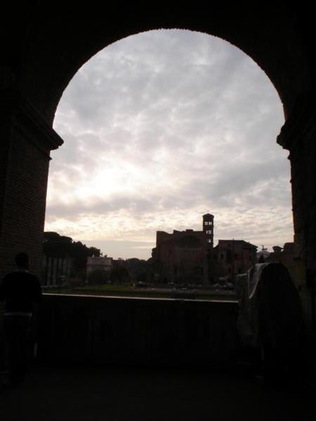 Silhouette of Rome from Colosseum