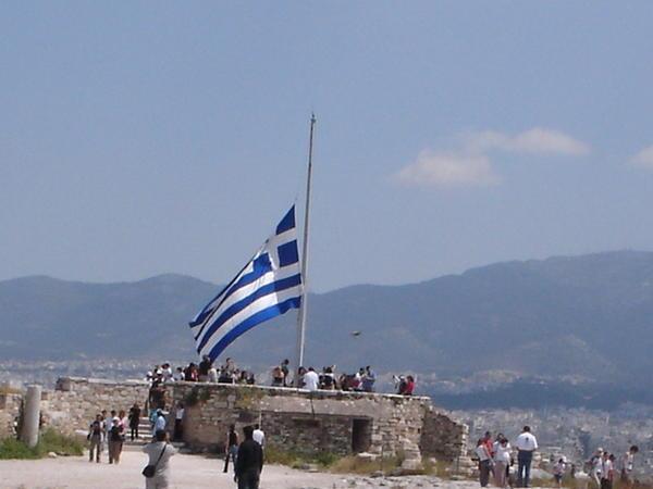 Greek flag flying proud