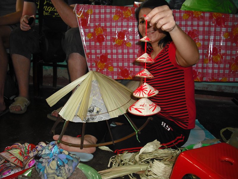 Famous Ms Thuy making conical hats
