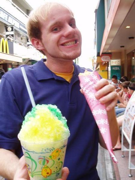 Ryan P. with a crepe and my shaved ice