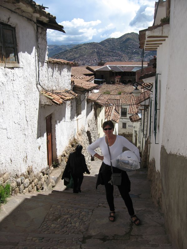 Cusco - The Walk Back to the Hotel - With Laundry