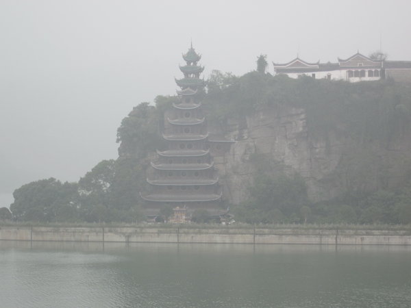 Pagoda Protected by Dam