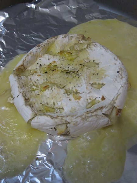 Garlic-Studded Baked Camembert