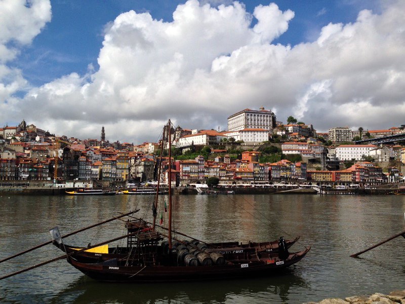 Looking back to Porto with a rabelo, the traditional port transport vessel