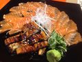 Salmon sashimi and unagi