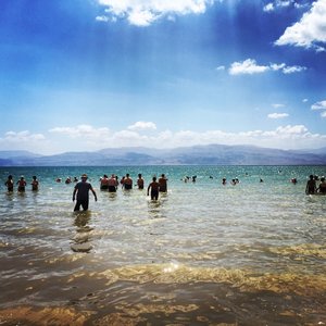 Looking out in the Dead Sea