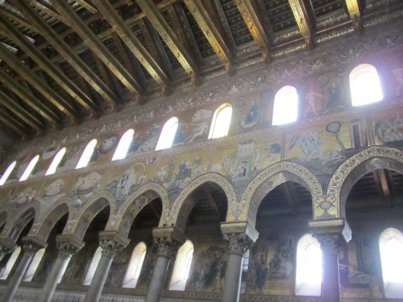 Arches, coffers, and windows of Monreale cathedral
