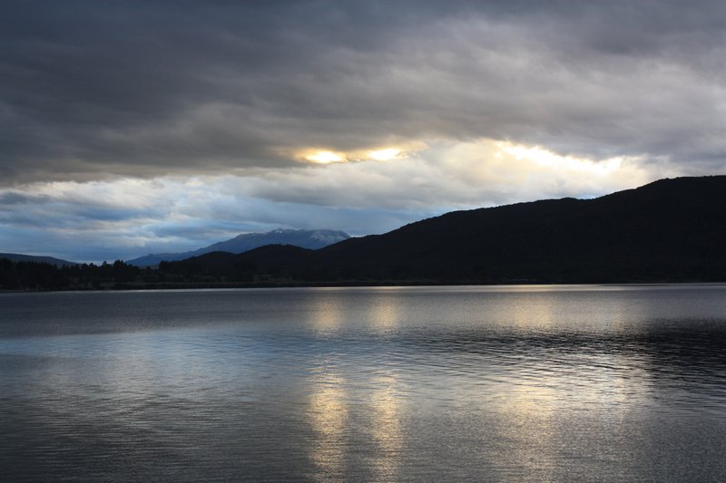 Sunset over lake Te Anau