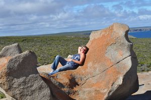 37 Me resting on Remarkable Rocks