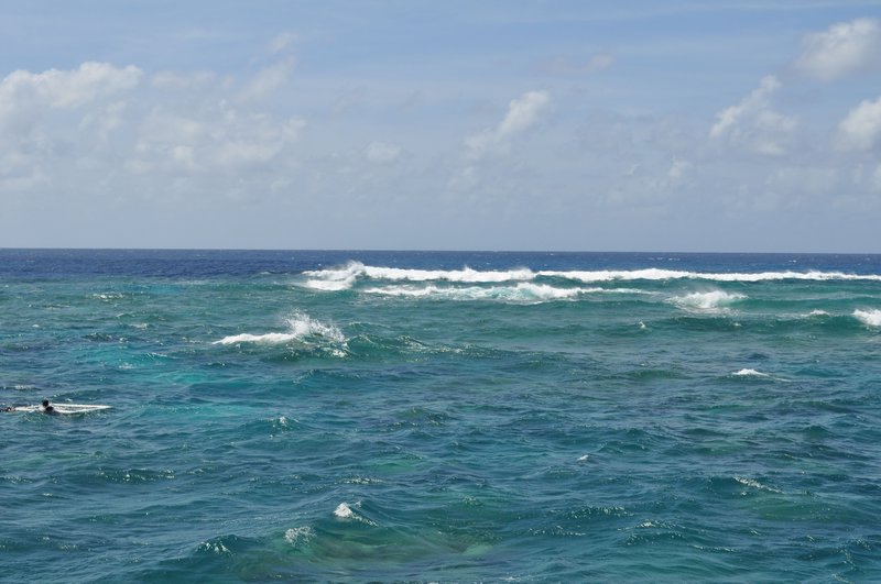14. The choppy waters over the reef