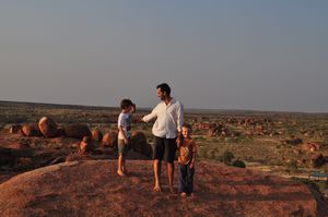 54. Devils Marbles. This is the rock the boys climbed later that evening to play the didge