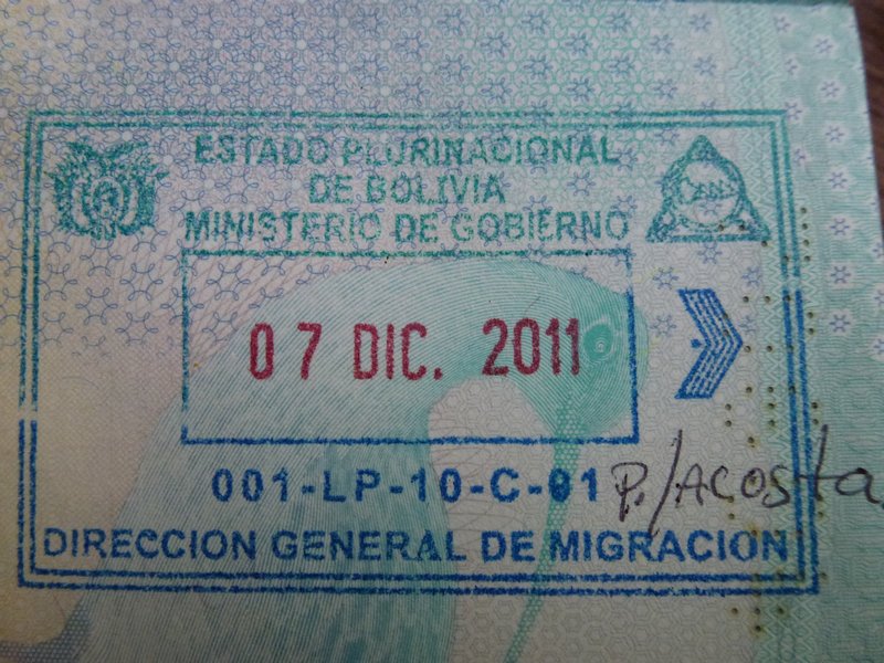 Bolivian Exit Stamp