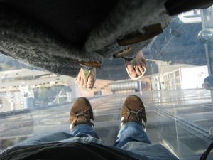 Looking through the glass floor