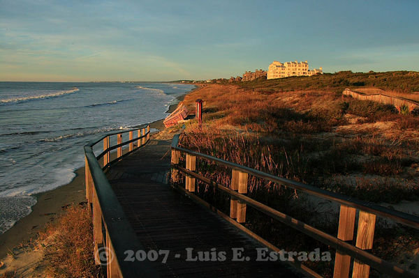Boardwalk and Beach at High Tide