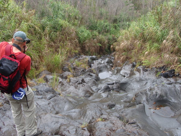 Hiking up the lava flow