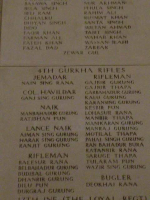 Some names of the Menin gate