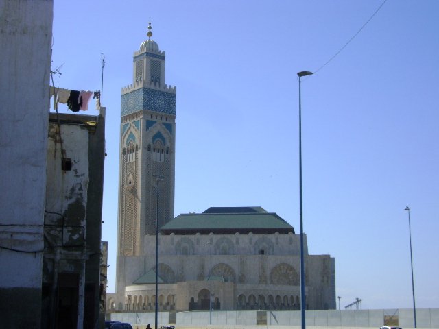 Hassan II mosque in the distance