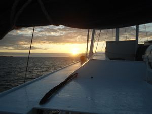 Sun set aboard boat