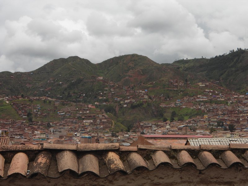 Cuzco hills over tiles