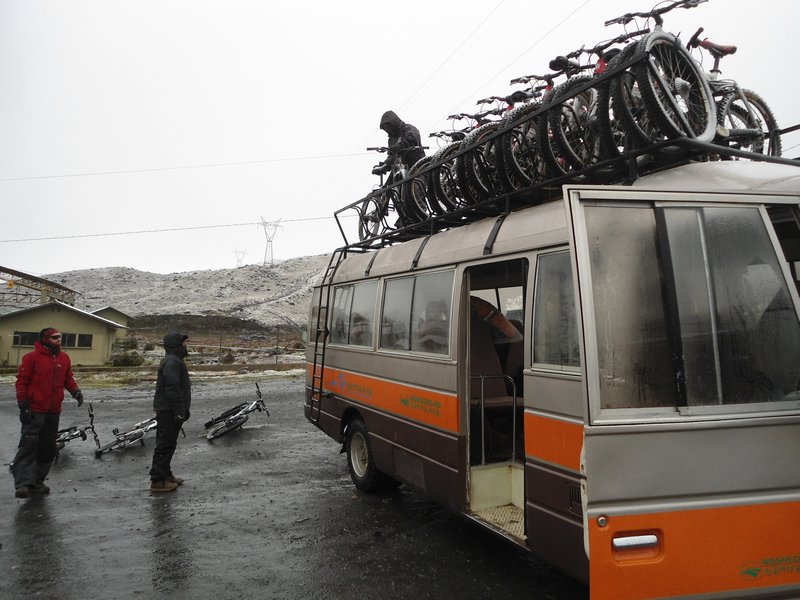 Bikes and support bus