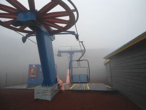 Ski lift in the fog, Osorno